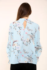 Floral Crepe Frill Sleeve Top