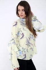 Floral Crepe Frill Sleeve Top