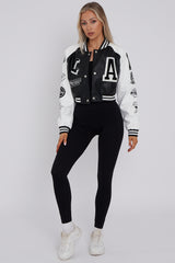 PU Cropped Varsity Jacket