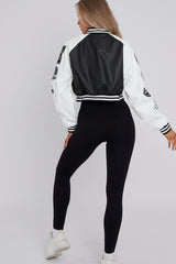 PU Cropped Varsity Jacket
