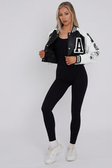 PU Cropped Varsity Jacket