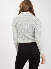 Rosie Roll Neck Cable Knit Cropped Jumper