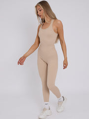 Cut Out Racer Back Ribbed Jumpsuit