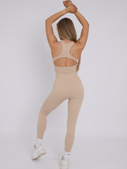 Cut Out Racer Back Ribbed Jumpsuit