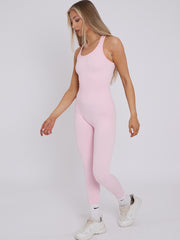 Cut Out Racer Back Ribbed Jumpsuit