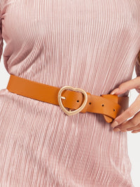 Heart Shape Buckle Belt - Tan