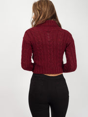 Rosie Roll Neck Cable Knit Cropped Jumper