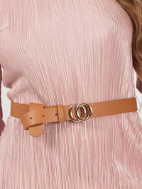 Small Double Circle Buckle Belt - Tan