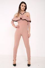 Cold Shoulder Frill Jumpsuit