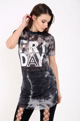 Friday Printed Mesh Tie Dye Oversized Top