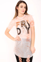 Friday Printed Mesh Tie Dye Oversized Top