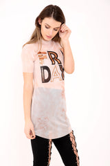 Friday Printed Mesh Tie Dye Oversized Top