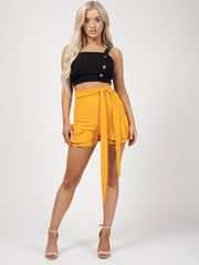 Mock Button Detail Crop Top