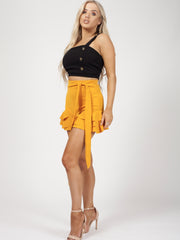 Mock Button Detail Crop Top