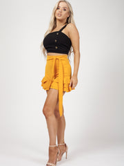 Belted Frill Hem Shorts