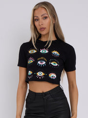 Cherry Bomb Graphic Printed Crop Top