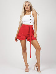 Belted Frill Hem Shorts
