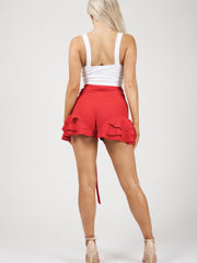 Belted Frill Hem Shorts