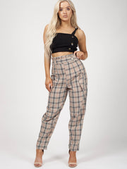 Checked Paper Bag Waist Trousers