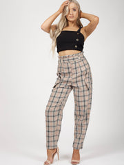 Checked Paper Bag Waist Trousers