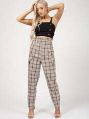 Checked Paper Bag Waist Trousers