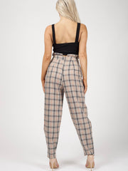 Checked Paper Bag Waist Trousers