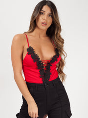 Crochet Trim Cami Bodysuit