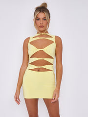 Slinky Cut Away Twist Front Bodycon Dress