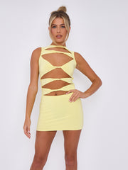 Slinky Cut Away Twist Front Bodycon Dress