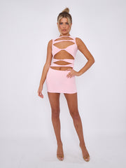 Slinky Cut Away Twist Front Bodycon Dress