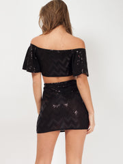 Sequin Crop Top & Skirt Co-ord