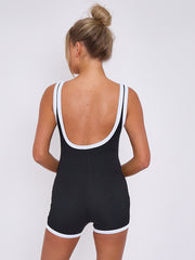 Contrast Trim Ribbed Basic Unitard