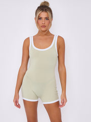 Contrast Trim Ribbed Basic Unitard