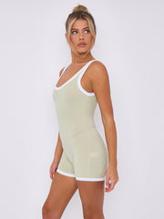 Contrast Trim Ribbed Basic Unitard