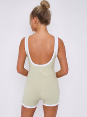 Contrast Trim Ribbed Basic Unitard