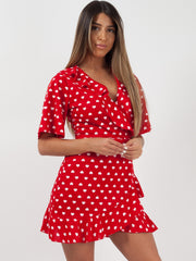Heart Print Casual Mini Frill Dress