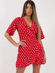 Heart Print Casual Mini Frill Dress