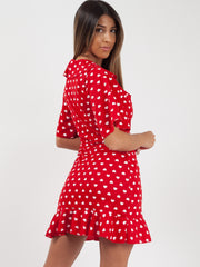 Heart Print Casual Mini Frill Dress
