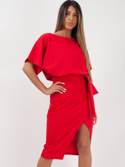 Wrap Front Gürteltier Midi Kleid