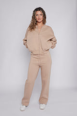 Oversized Bomber Style Fleece Zipper Co-ord