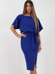 Wrap Front Gürteltier Midi Kleid