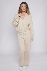 Oversized Bomber Style Fleece Zipper Co-ord