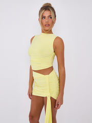 Slinky Ruched Crop Top & Sash Rock Co-ordte