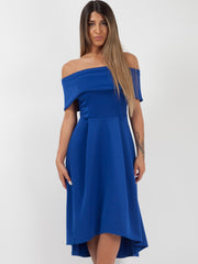 Dip Hem Pleated Bardot Dress