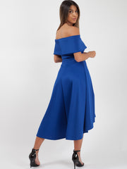 Dip Hem Pleated Bardot Dress