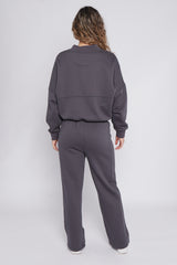 Oversized Bomber Style Fleece Zipper Co-ord