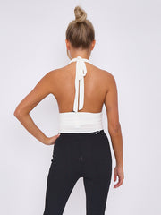 Slinky Halter Neck Crop Top With Frill Detail