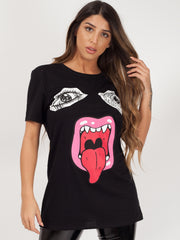 Monster Face Printed T-Shirt