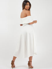 Dip Hem Pleated Bardot Dress