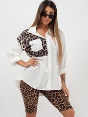 Leopard Print Patch Shirt Blouse